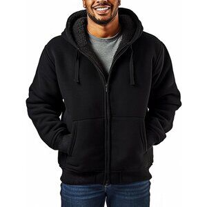 Lined Hoodies for Men Heavyweight Full Zip Up Sweatshirt Thick Fleece Jackets